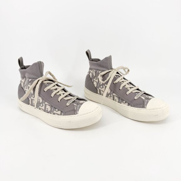 Dior Walk'n'Dior High Top Sneakers Size 39 US 9 Women's Gray Oblique Logo Sock - Picture 1 of 12